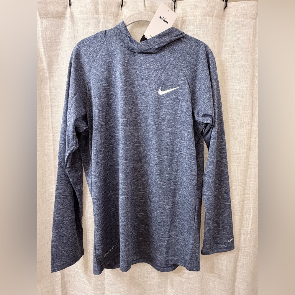 Nike Heathered Blue Long Sleeve Dri-Fit Hoodie